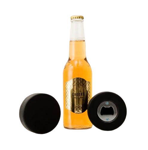 Hockey Puck Bottle Opener and Coaster