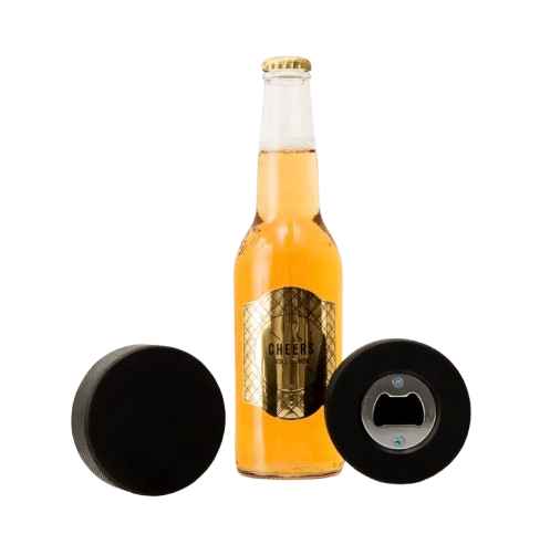 Hockey Puck Bottle Opener and Coaster